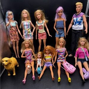 Barbie Dolls W/Ken Lot of 10 W/ Clothes Shoes Extra Accessories (Lot E) Mattel